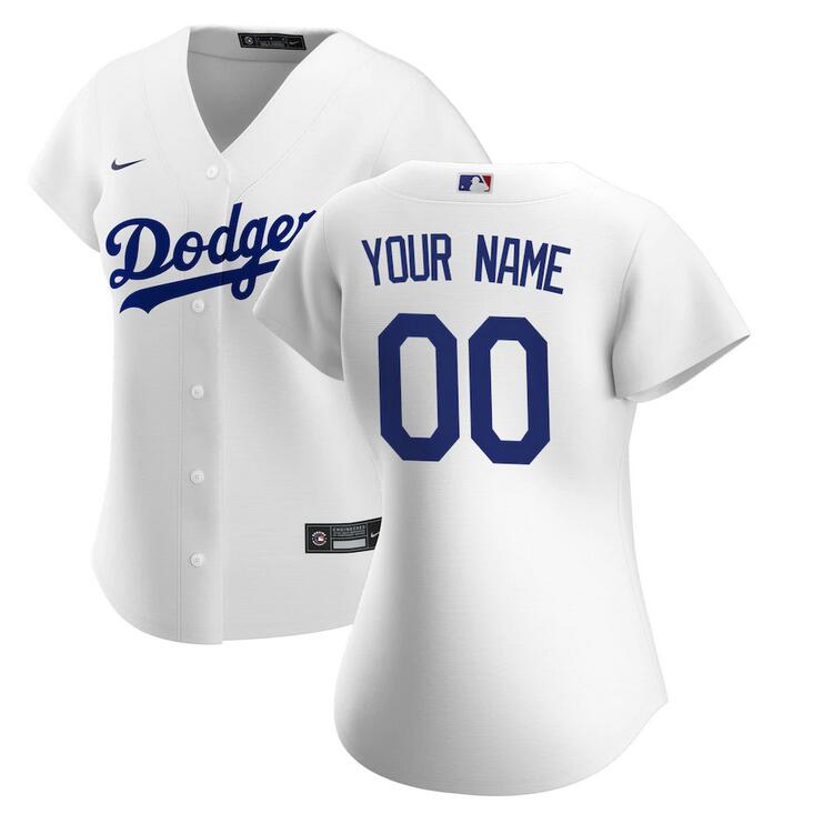 Women Los Angeles Dodgers Nike White 2020 Home Replica Custom MLB Jersey